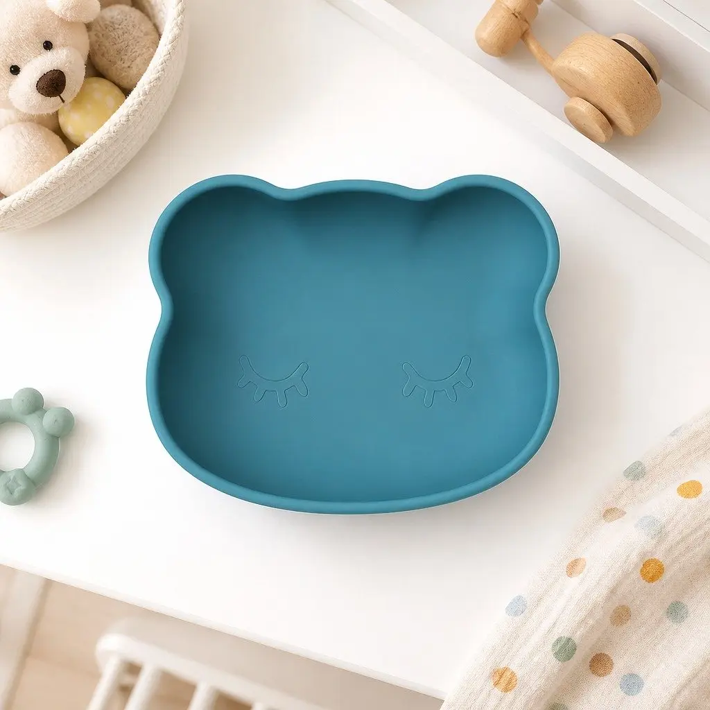 Baby Feeding Bowl Suction Base Dusty Rose with Lid