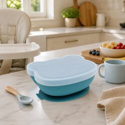 Stickie Bowl Blue Dusk Suction Base Toddler Feeding Kids Mealtime Dishwasher