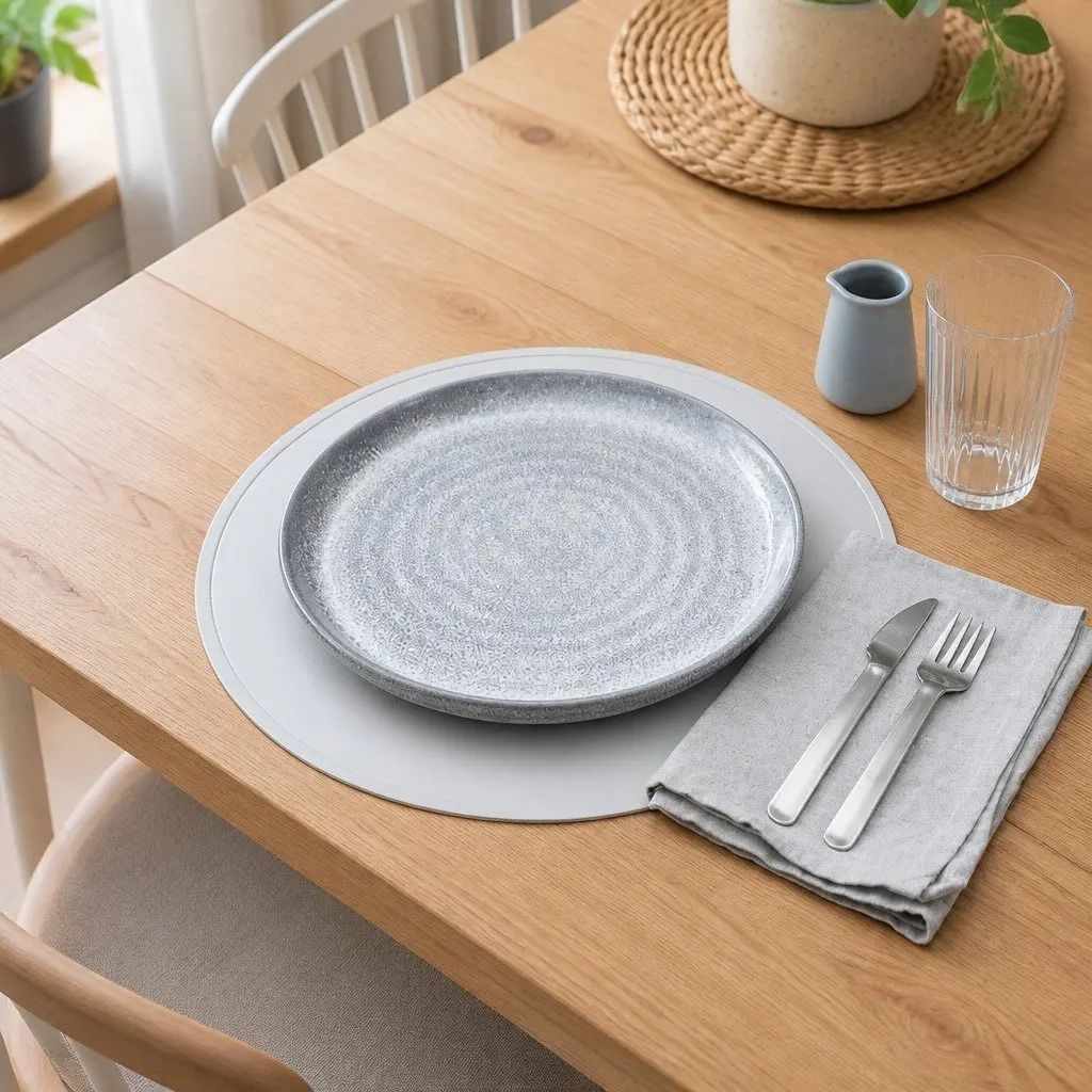 Round Silicone Placemat Non-Slip 38cm Navy