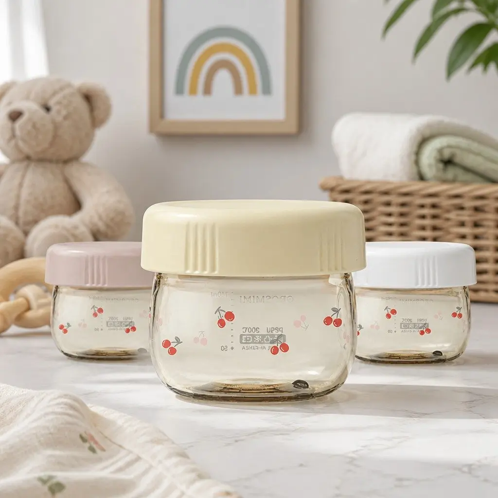 Baby Food Storage Jars Set 150ml Microwave Dishwasher Safe Medical-grade PPSU White Rose Gold Pure Gold
