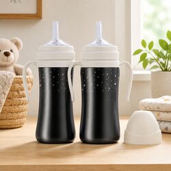 Kids Straw Cup 300ml Insulated Stainless Steel Double Wall Spill-Proof Sippy Cup