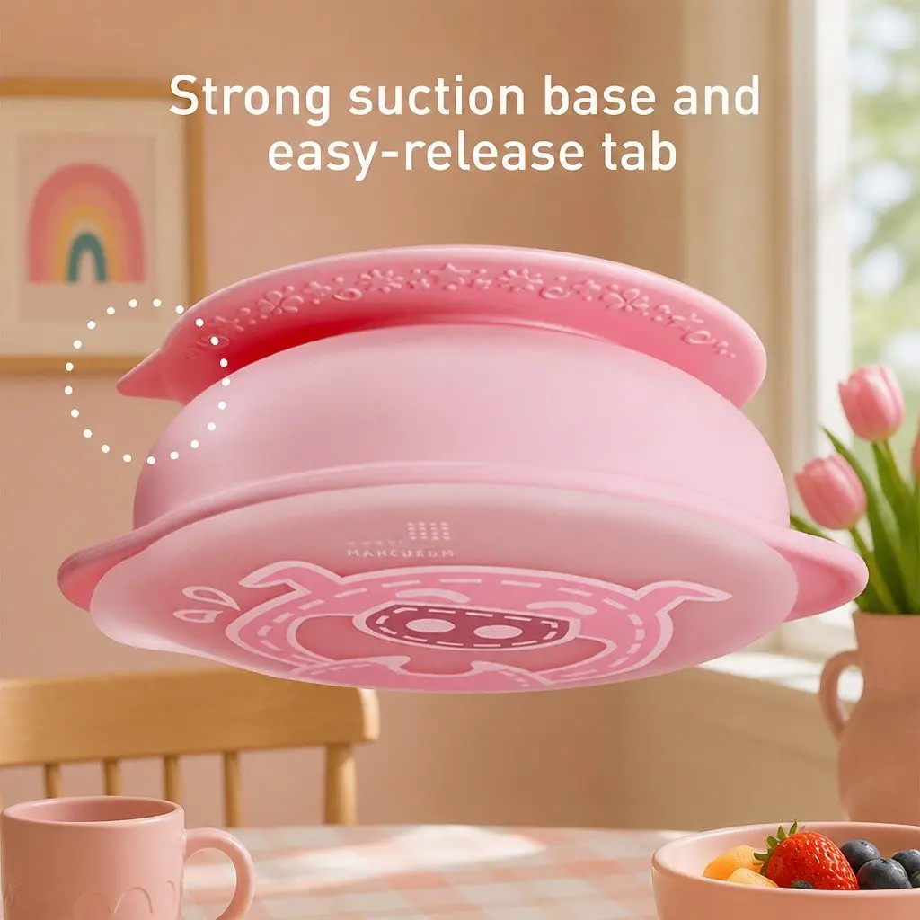 Suction Bowl Self Feeding Toddler Silicone Green