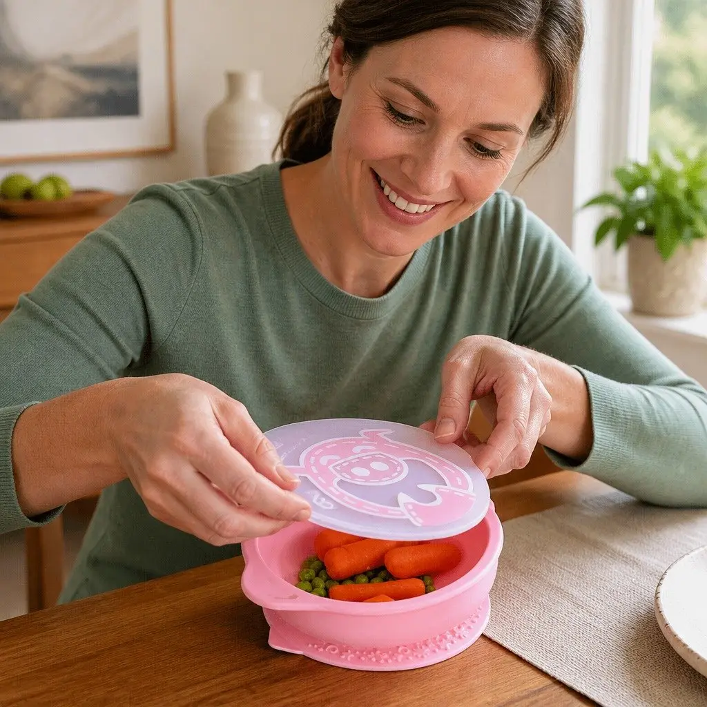 Suction Bowl with Lid Self Feeding 450ml BPA Free Silicone