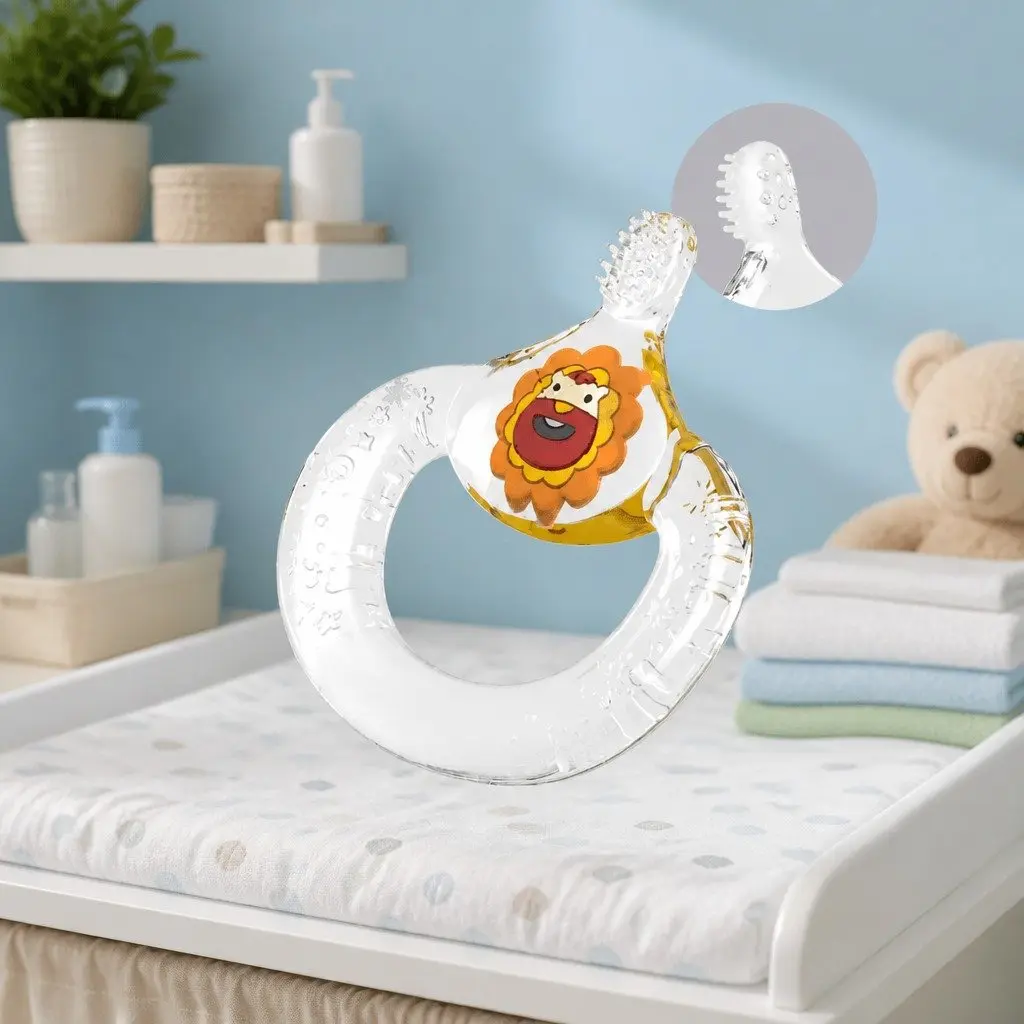 Baby Teething Toothbrush Soft Silicone Bristles 6M+ Giraffe Character Design