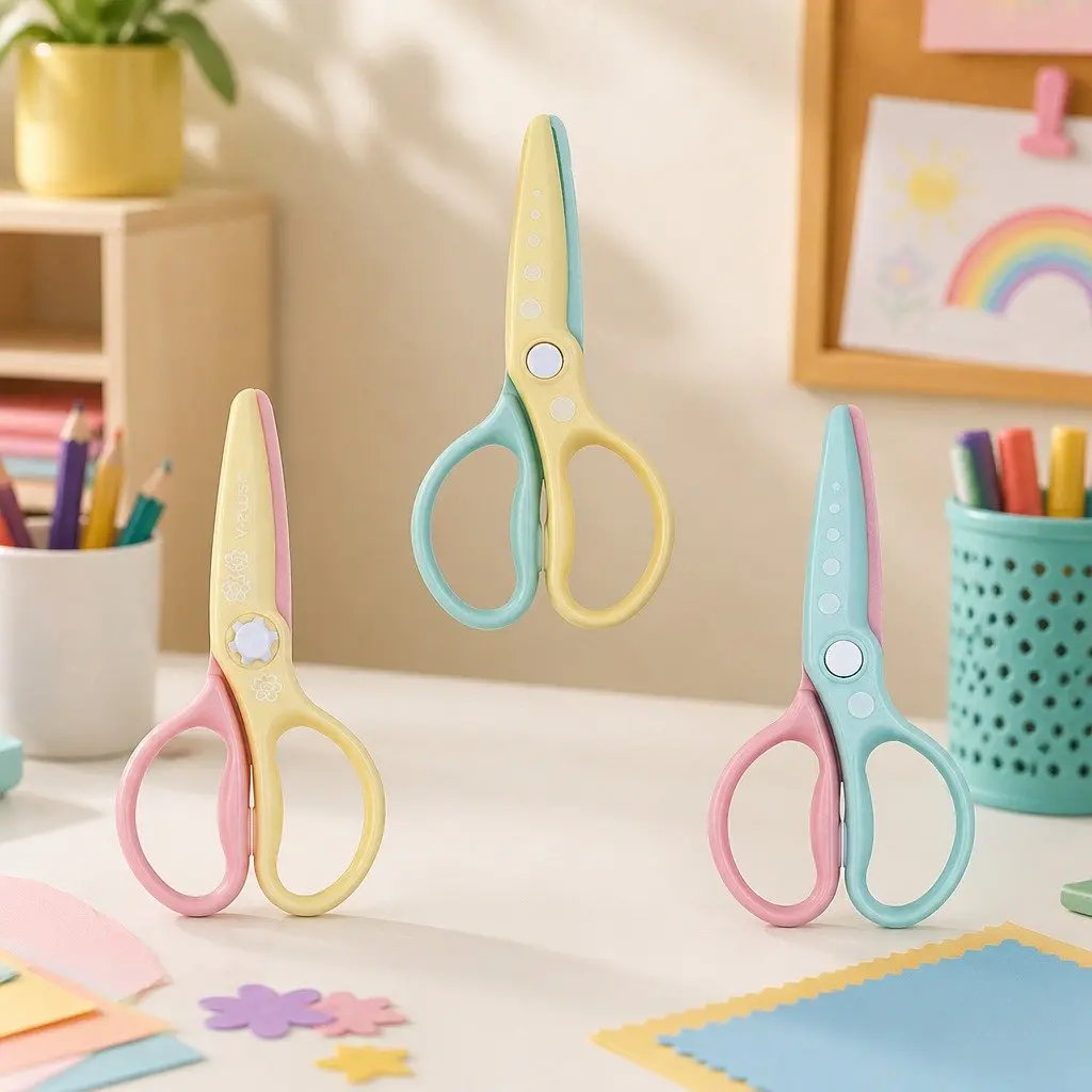 Children's Safety Scissors Curved Blade Safe Cutting Tool for Kids Arts and Crafts 17cm Multiple Colour Options