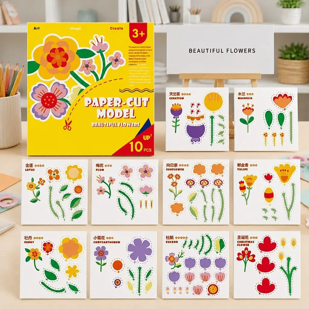 Children's Paper Cutting Kit Craft Set with Templates for Fine Motor Skills Development