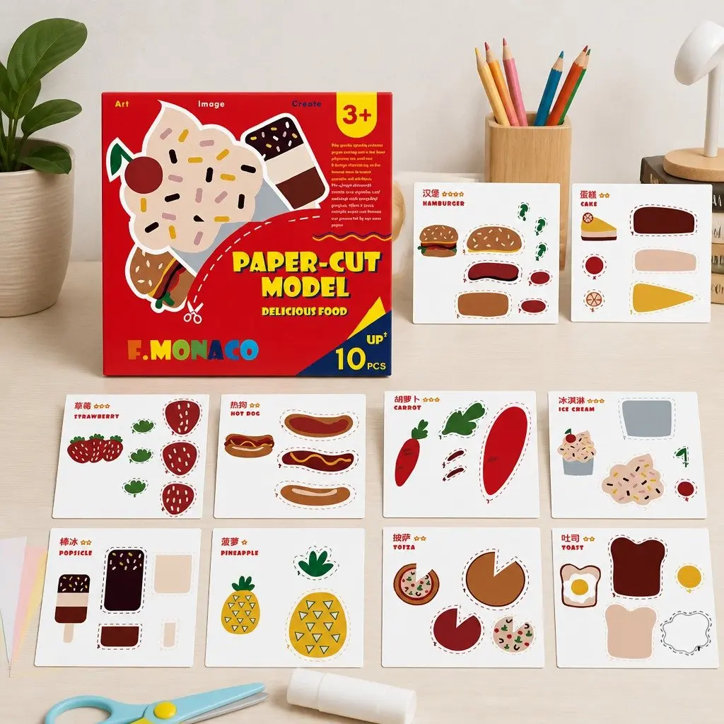 Children's Paper Cutting Kit Craft Set with Templates for Fine Motor Skills Development