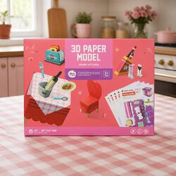 3D Paper Model Warm Kitchen Interactive Playset Creative Building Toy Ages 5+