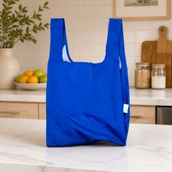 Reusable Shopping Bag Medium Sapphire Blue Foldable Grocery Tote Recycled