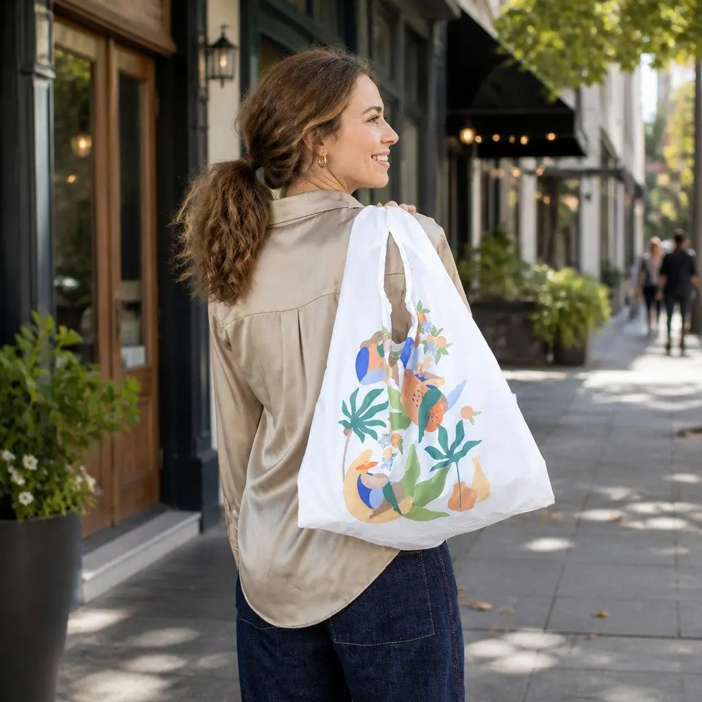 Medium Reusable Shopping Bag Maggie Stephenson Cabana Pattern Recycled Plastic