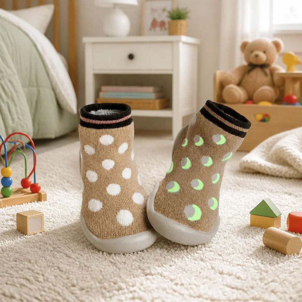 Kids Slipper Socks Glow in the Dark Soft Flexible Non-slip Sole Machine Washable