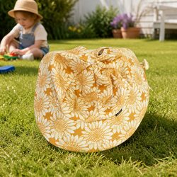 Kids Wide Brim Sun Hat Sunflower Print UPF 50+ Protection Outdoor Play