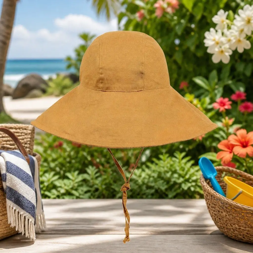 Girls Wide-Brimmed Sun Bonnet Hat Reversible UPF50+ Protection Kids Outdoor