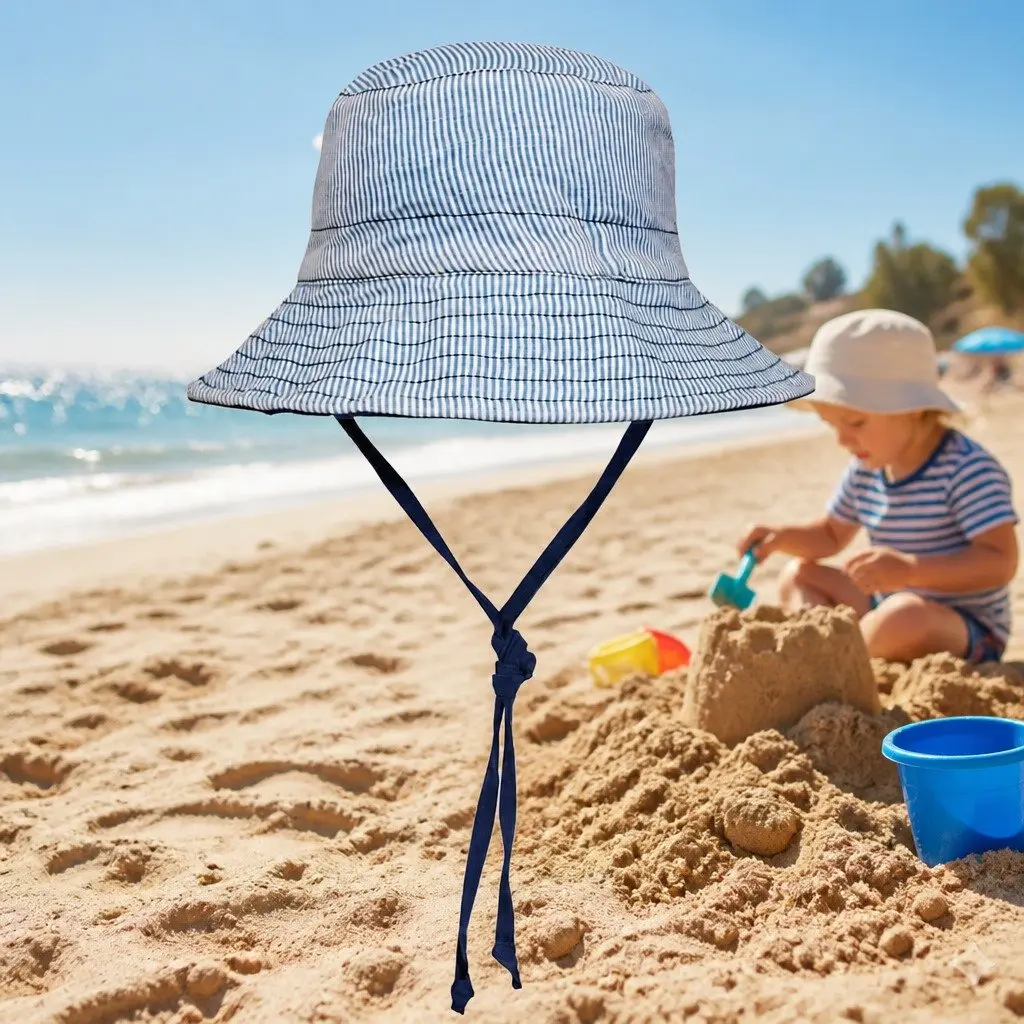 Kids Reversible Bucket Hat Explorer Style Wide Brim UPF50+ Sun Protection