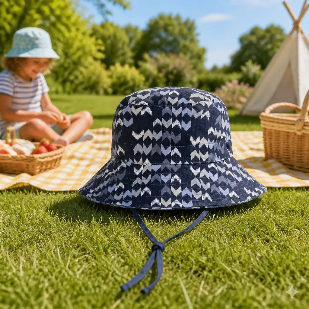 Kids Reversible Bucket Hat Explorer Sun Protection UPF50+ Wide Brim Outdoor