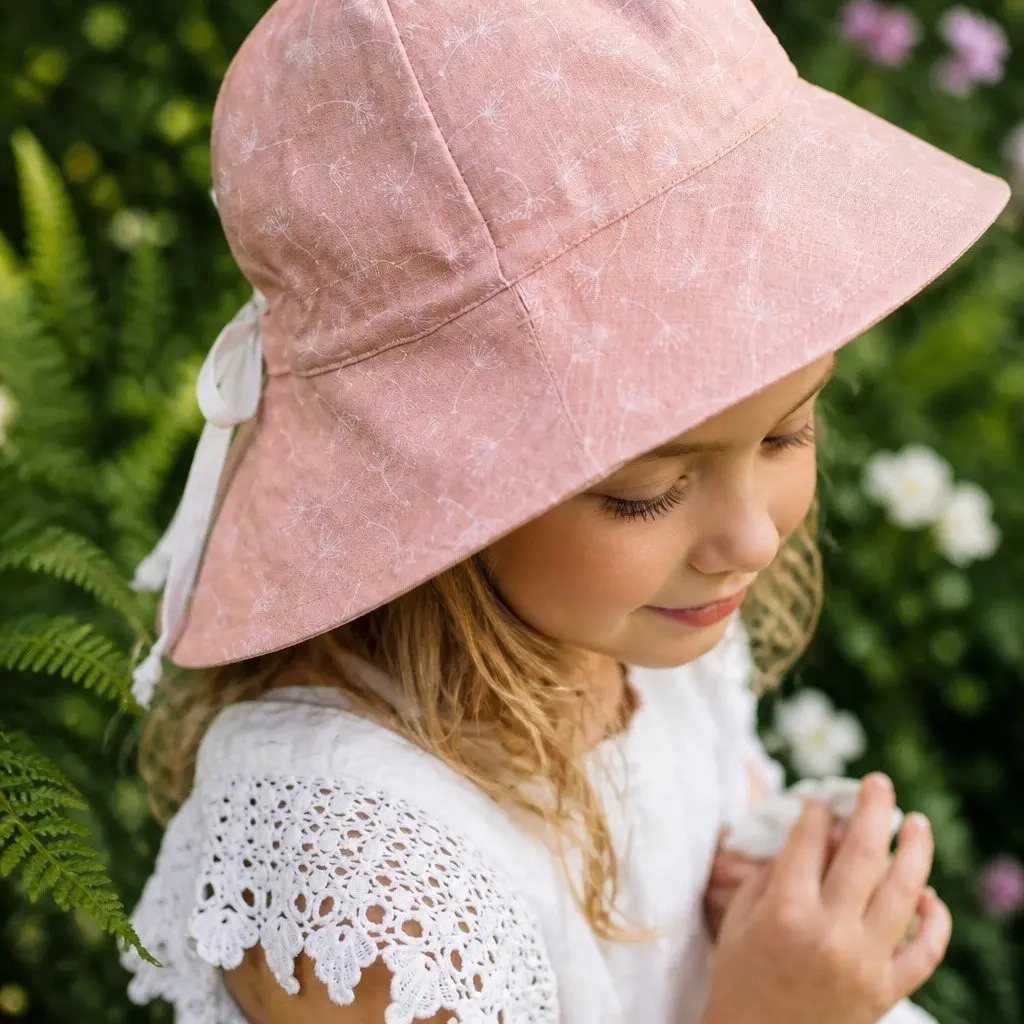 Kids Reversible Bucket Hat Wide Brim UPF50+ Sun Protection Adjustable Ties