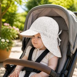 Baby Reversible Legionnaire Hat Willow Blanc M Flap Sun Protection Pram Carrier