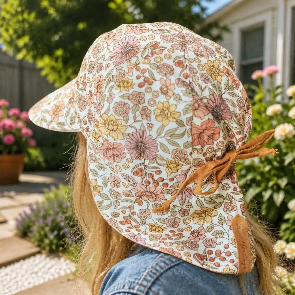 Baby Flap Hat Reversible UPF50+ Sun Protection Pram Carrier Newborn Toddler