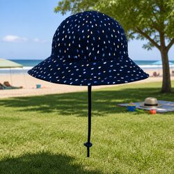 Toddler Bucket Hat Sun Protection UPF50+ Baby Pram Carrier Soft Brim Chin Strap