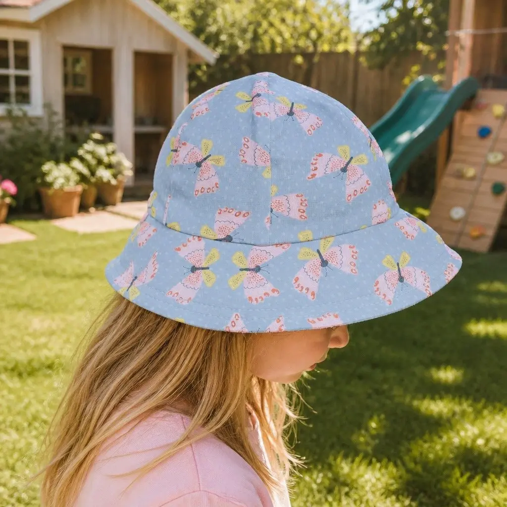 Toddler Bucket Hat Sun Protection XS Butterfly Soft Flexible Brim