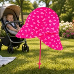 Legionnaire Baby Sun Hat XS Hearts Soft Cotton Lightweight Newborn Toddler