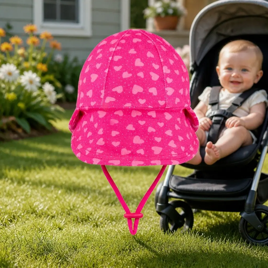 Legionnaire Baby Sun Hat Soft Cotton Lightweight XS Hearts