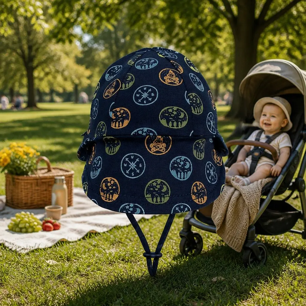 Legionnaire Baby Sun Hat Soft Cotton UPF50+ Pram Carrier Hat Toddler Newborn
