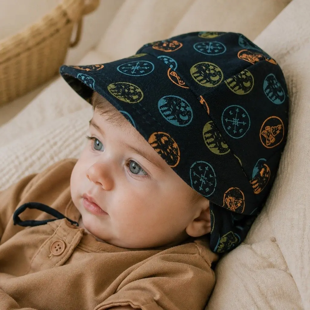 Legionnaire Baby Sun Hat Soft Cotton UPF50+ Pram Carrier Hat Toddler Newborn