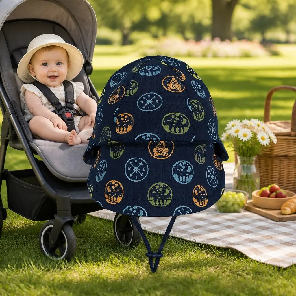 Legionnaire Baby Sun Hat UPF50+ Soft Stretch Cotton Pram Carrier Toddler