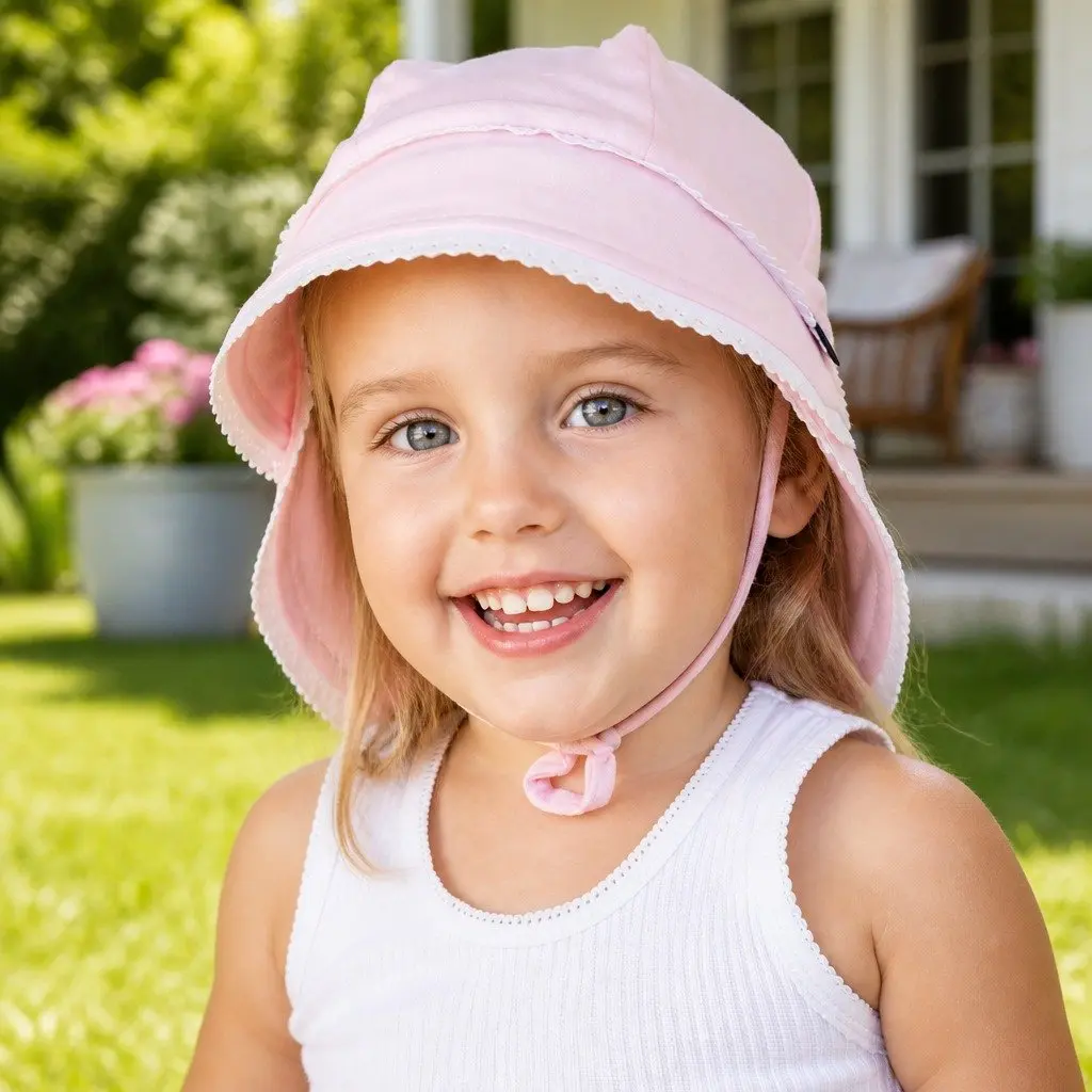 Legionnaire Baby Sun Hat Ruffle Trim Blush M Pram Carrier Kids