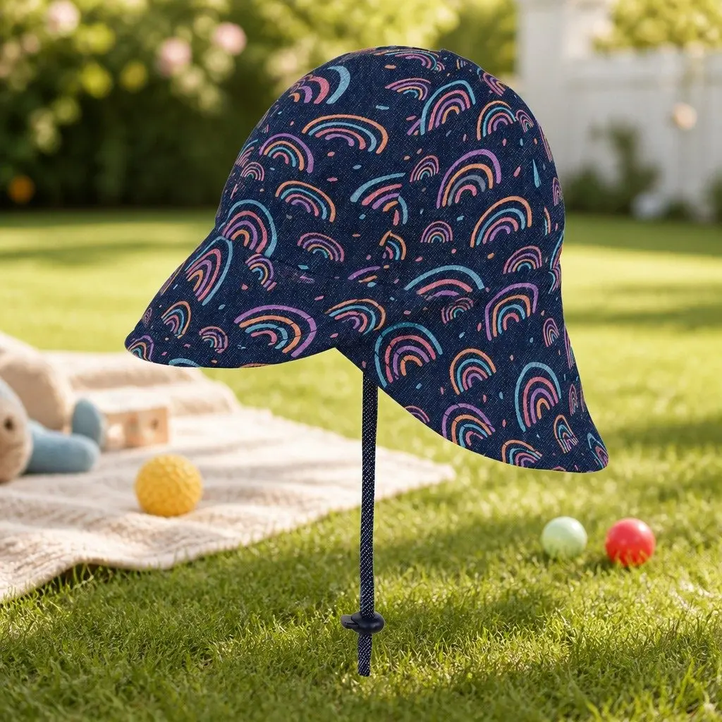 Legionnaire Baby Sun Hat Rainbow UPF50+ Toddler Pram Carrier Soft Cotton Jersey