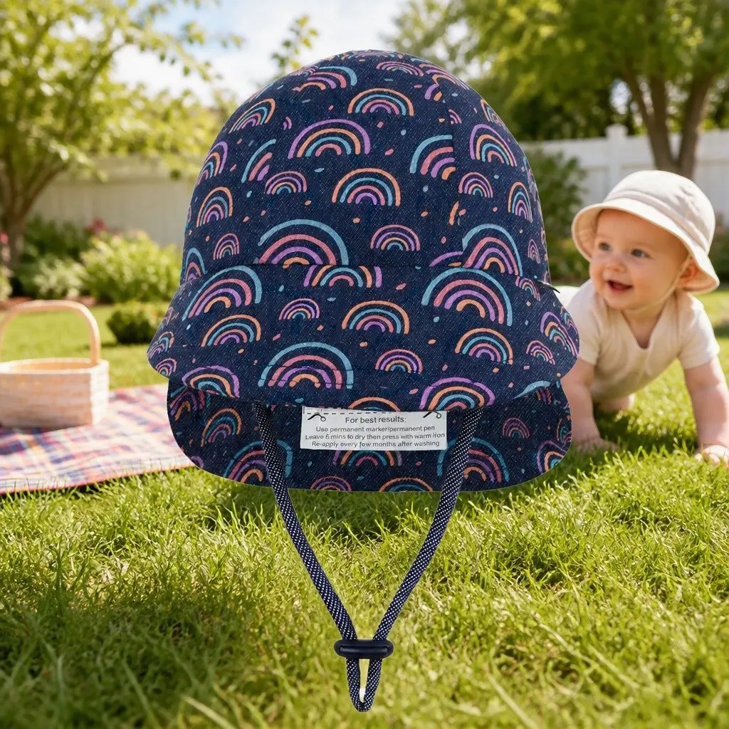 Legionnaire Baby Sun Hat Rainbow UPF50+ Toddler Pram Carrier Soft Cotton Jersey