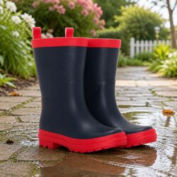 Kids Matte Rain Boots Waterproof Slip-Resistant Rubber Puddle Jumping Children
