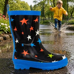 Kids Waterproof Rain Boots Slip-Resistant Matte Rubber Puddle Jumping