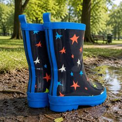 Kids Waterproof Rain Boots Slip-Resistant Rubber Matte Pink Navy Girls Boys