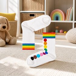 Kids Pride Dot Socks Age 2-3 Years Colourful Cotton LGBTQA+ Flag Pattern