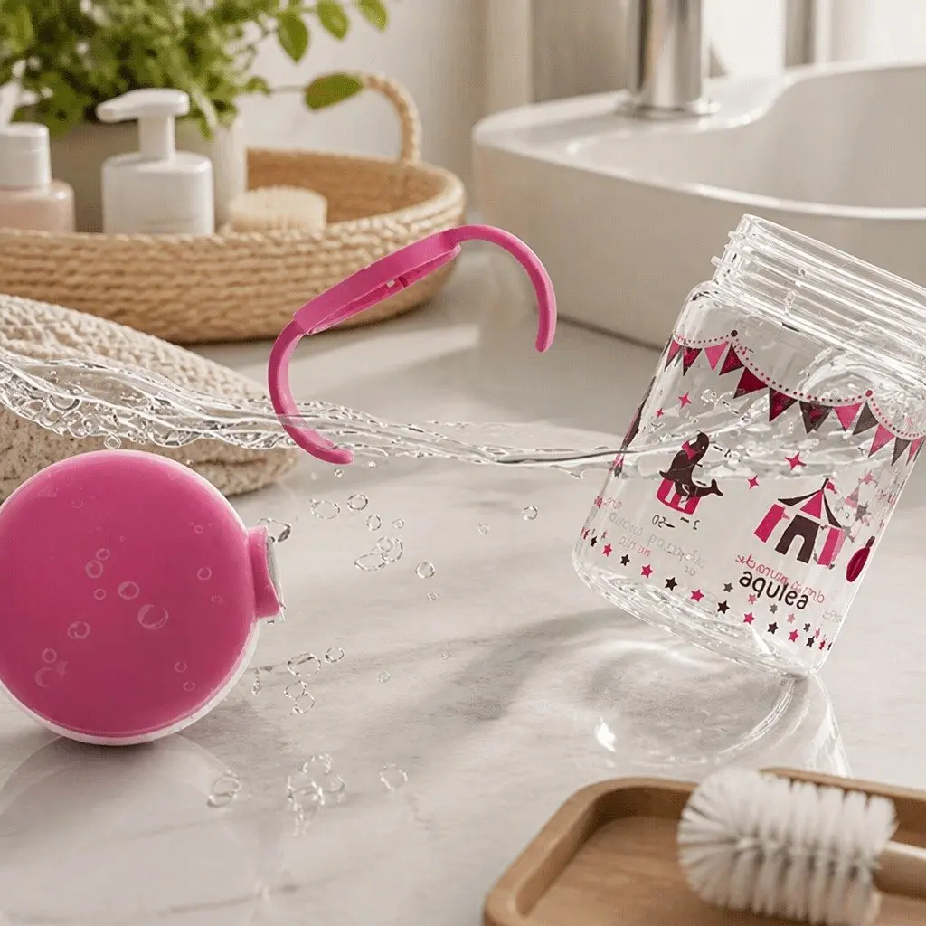 Straw Bottle Mug 200ml Kids Drinking Cup with Handle Removable Spout Training