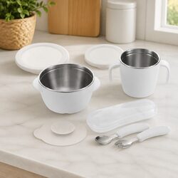Kids Stainless Steel Feeding Set Bowl Handle Spoon Suction Cup Weaning BPA Free