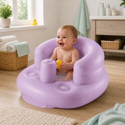 Inflatable Soft Baby Chair Air Cushion Puffy Seat Purple Gray Bathroom Safe Kids
