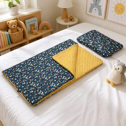 Kids Poncho Pillow Set Cotton Double Sided Cape Nap Blanket Kindergarten Gift