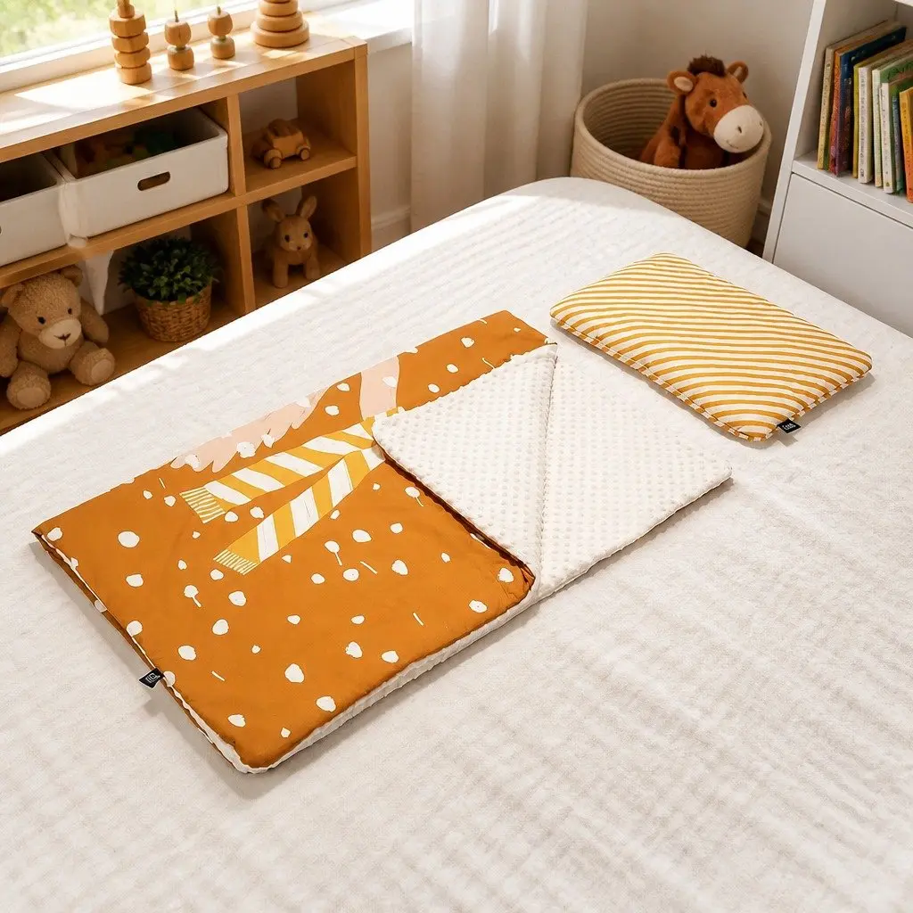 Kids Poncho Pillow Set Soft Cotton Double-Sided Cape Nap Blanket 110x140cm