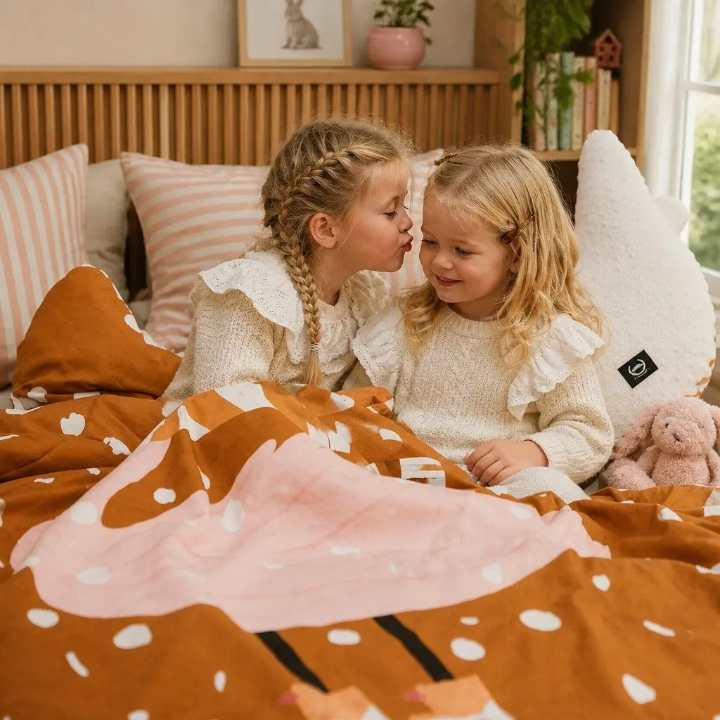 Kids Poncho Pillow Set Soft Cotton Double-Sided Cape Nap Blanket 110x140cm