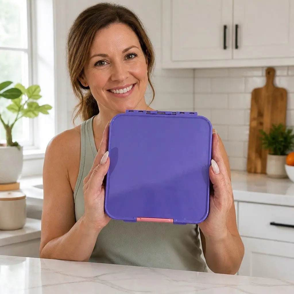 Bento Lunch Box Three Compartment Leakproof Airtight Grape