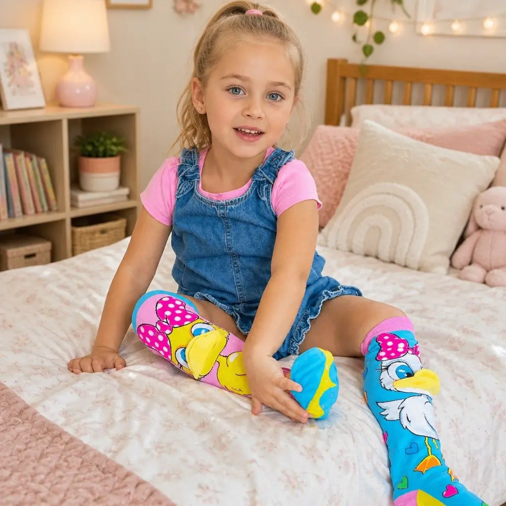 Fluffy Duck Socks Toddler Ages 3-5 Fun Playful Kids Comfortable Unique Novelty