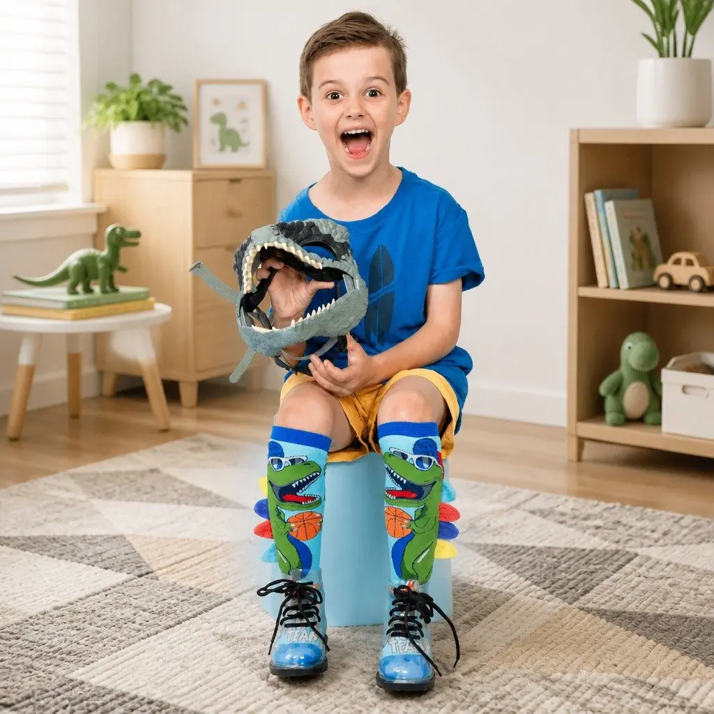 Dinosaur Socks Plush Spikes Novelty One Size Fits Most