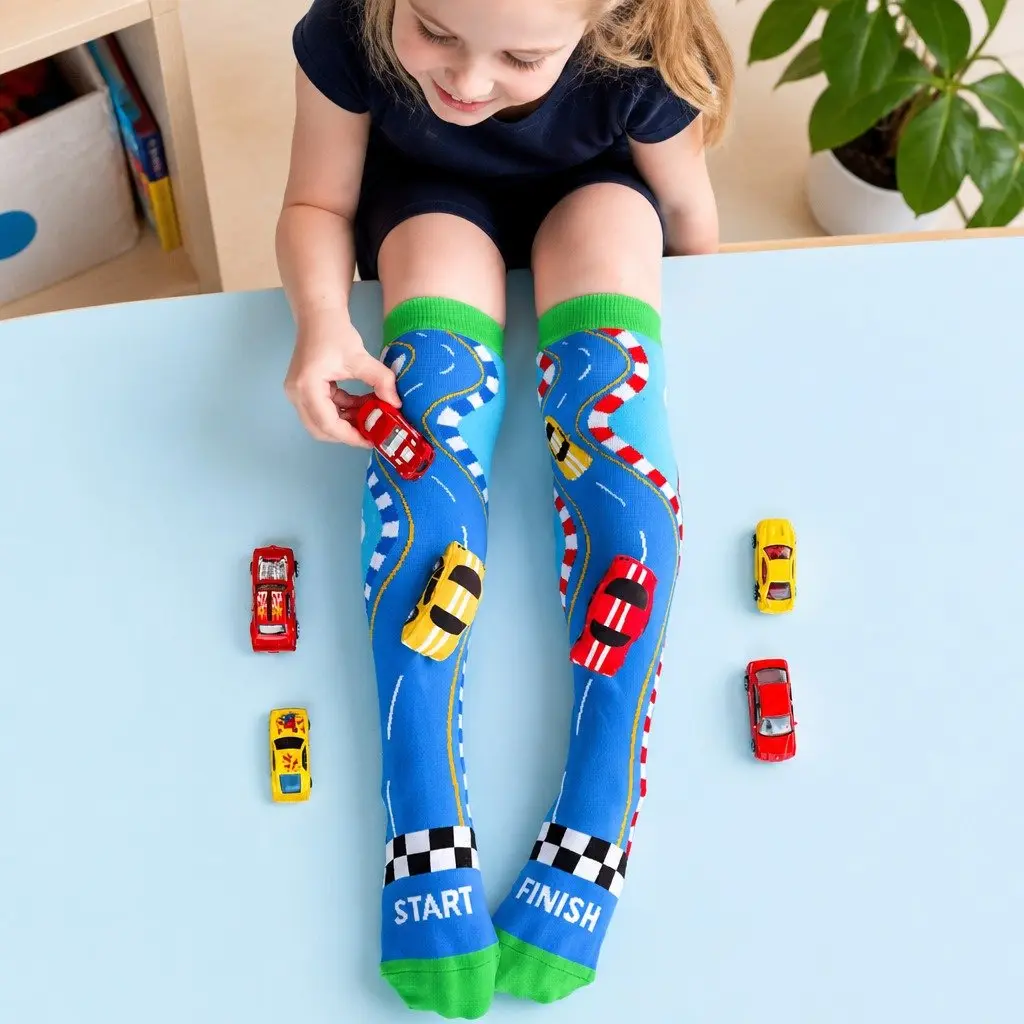Racing Cars Socks for Kids & Adults Age 6-99 Fun Novelty Plush Design