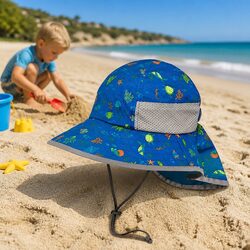 Kids Play Hat UPF50+ Sun Protection Floatable Brim Back Veil Small 6-24 Months