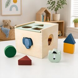 Wooden Shape Sorter Toy Educational Geometric Learning Blocks Hand-Eye