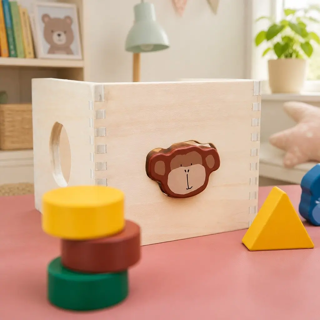 Wooden Shape Sorter Toy Educational Geometric Learning Blocks 15cm Multicolour
