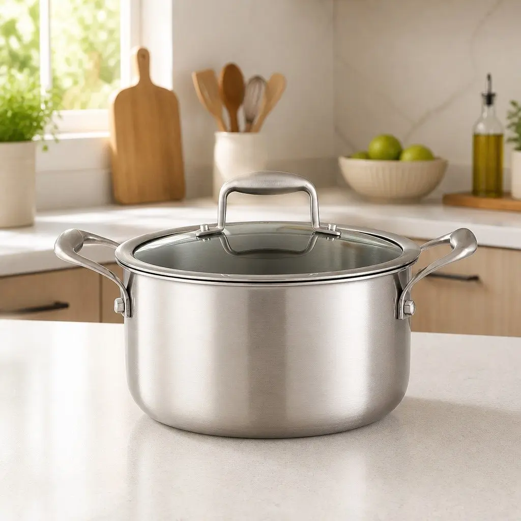 Dutch Oven Pot 4.5L Stainless Steel with Stay-Cool Handle Silver
